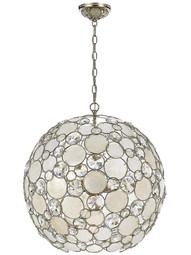 Palla Crystal and Shell Large Ball Pendant In Antique Silver