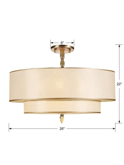 Luxo Two-Tier Semi Flush-Mount Ceiling Light in Antique Brass