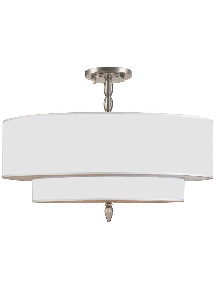 Luxo Two Tier Semi Flush Mount Ceiling Light in Satin Nickel