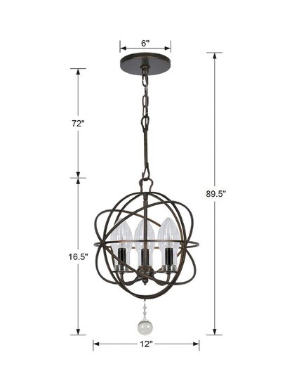 Solaris 28 1/2" 3-Light Exterior Chandelier