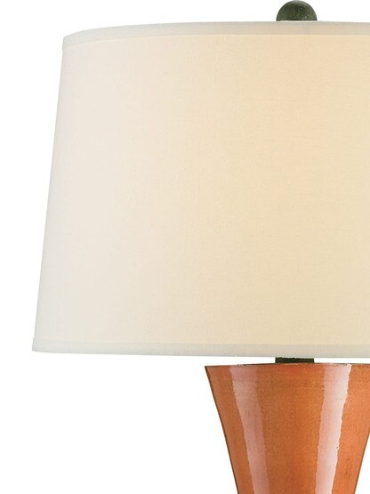 Upbeat Table Lamp With Off White Linen Shade