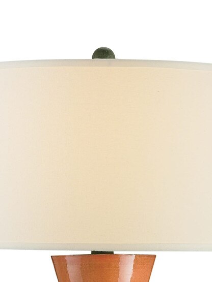 Upbeat Table Lamp With Off White Linen Shade