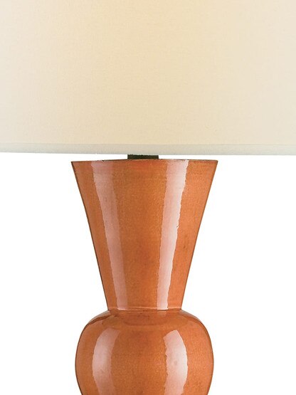 Upbeat Table Lamp With Off White Linen Shade