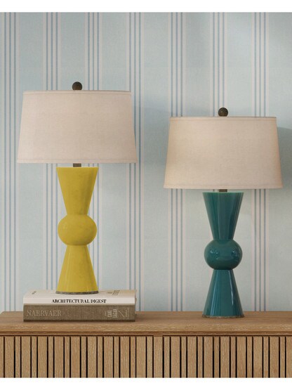 Upbeat Table Lamp With Off White Linen Shade