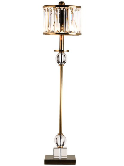 Parfait Table Lamp In Antique Brass With Crystal Prism Shade.