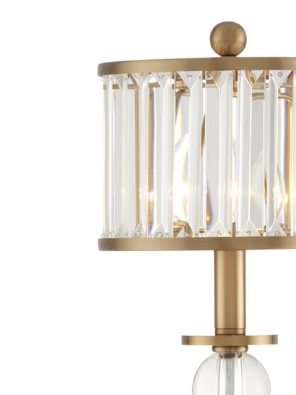 Parfait Table Lamp in Antique Brass With Crystal Prism Shade