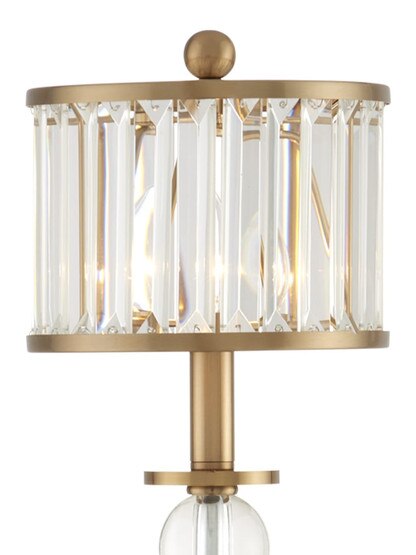 Parfait Table Lamp in Antique Brass With Crystal Prism Shade