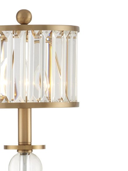 Parfait Table Lamp in Antique Brass With Crystal Prism Shade