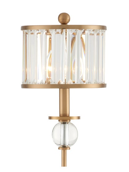 Parfait Table Lamp in Antique Brass With Crystal Prism Shade