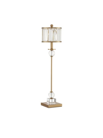 Parfait Table Lamp in Antique Brass With Crystal Prism Shade