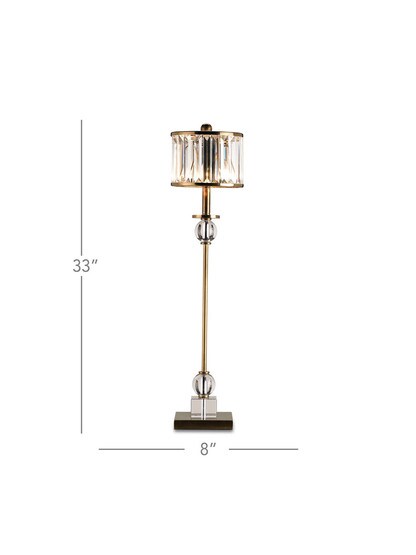 Parfait Table Lamp in Antique Brass With Crystal Prism Shade