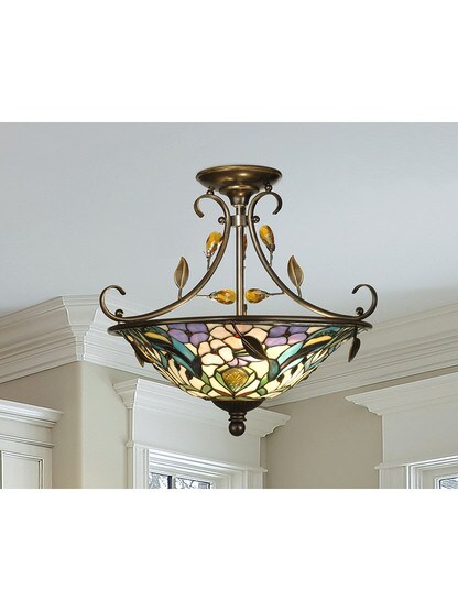 Peony Crystal Tiffany Semi Flush Mount