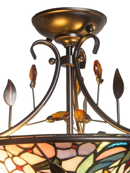 Peony Crystal Tiffany Semi Flush Mount