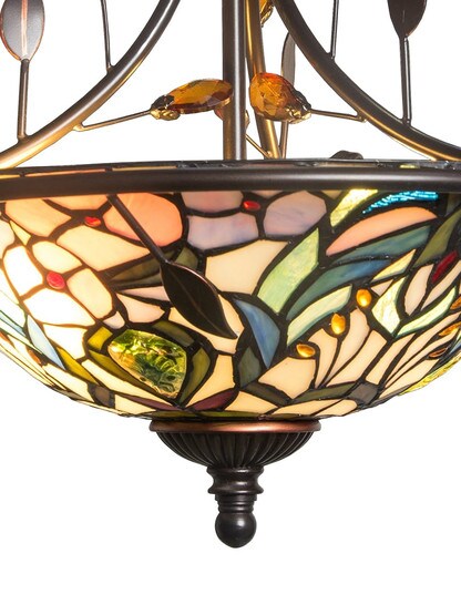 Peony Crystal Tiffany Semi Flush Mount
