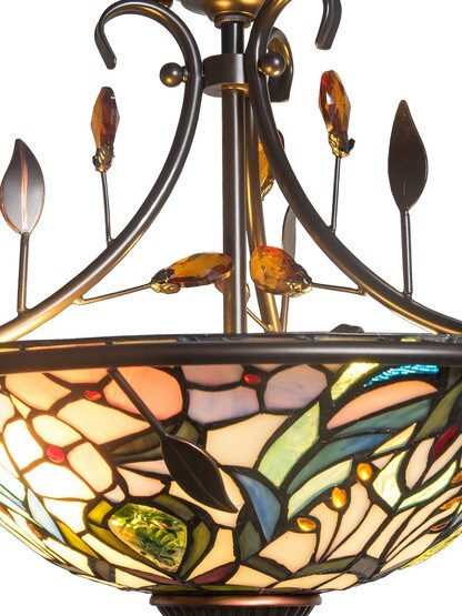 Peony Crystal Tiffany Semi Flush Mount
