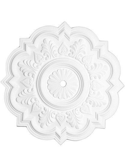 Queen Anne 21 inch Ceiling Medallion With 1 inch Center Hole.