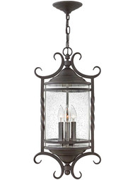 Casa 3-Light Outdoor Pendant With Seedy Glass.