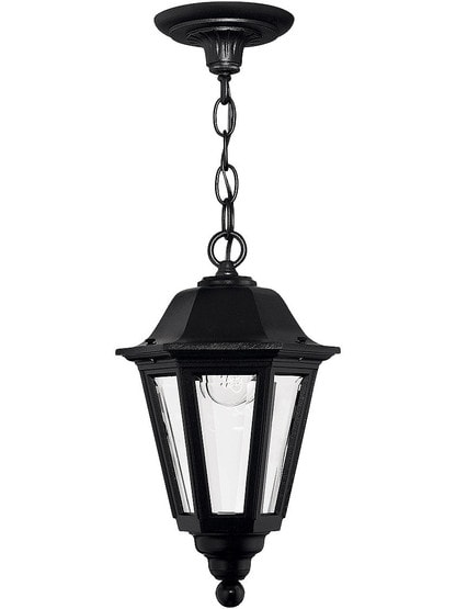 Manor House Hanging Porch Lantern in Satin Black.