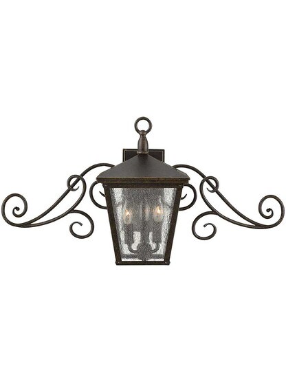 Trellis Outdoor Wall Lantern with Scroll Back Plate.