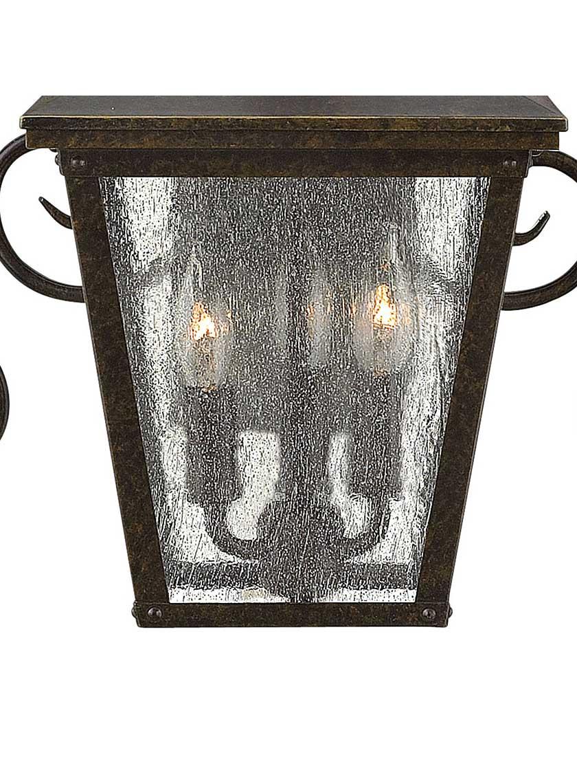 Alternate View of Trellis Outdoor Wall Lantern with Scroll Back Plate.