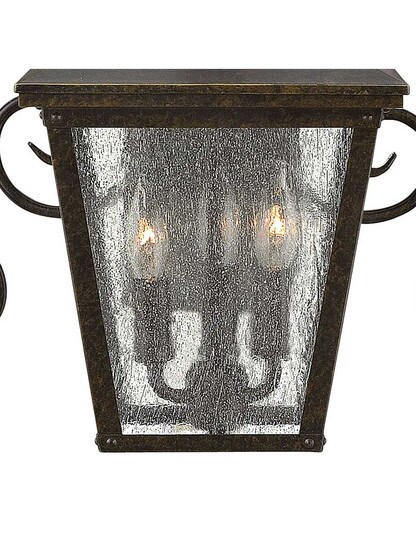 Alternate View of Trellis Outdoor Wall Lantern with Scroll Back Plate.
