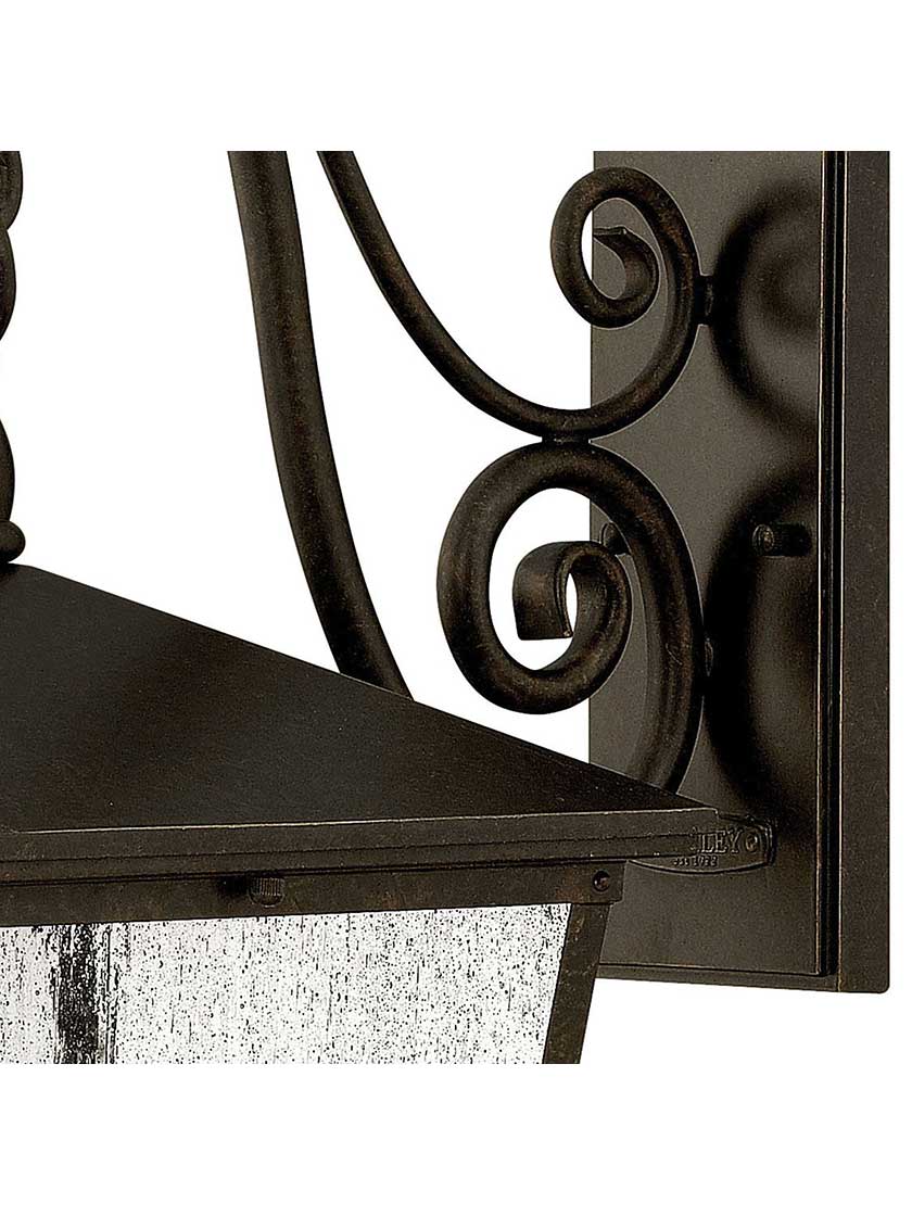 Alternate View of Trellis Large Outdoor Wall Lantern with Scrolls.