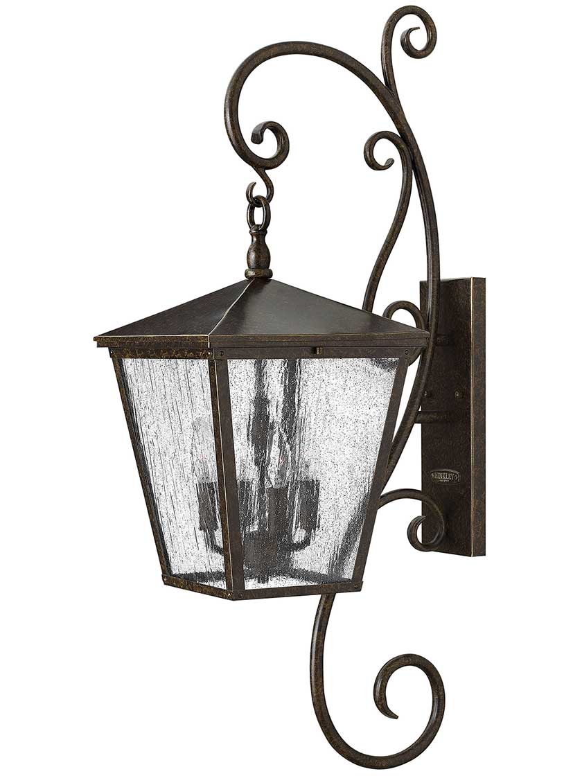 Trellis Large Outdoor Wall Lantern with Oversized Scroll.