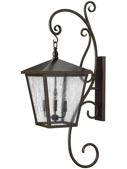 Trellis Extra-Large Outdoor Wall Lantern with Oversized Scrolls.