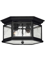 Edgewater Outdoor Flush-Mount Ceiling Light in Black.