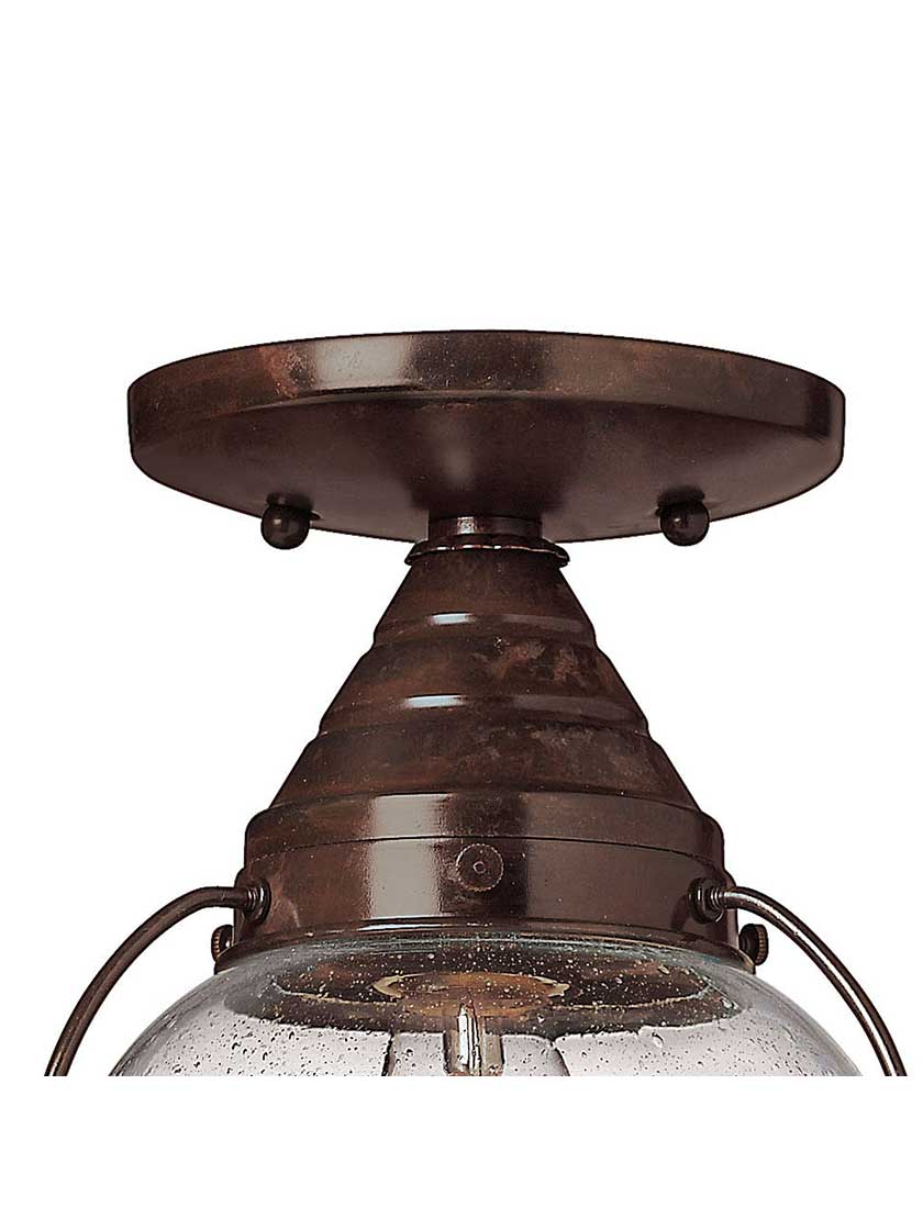 Cape Cod Flush Ceiling Light With Clear Seedy Glass House of Antique