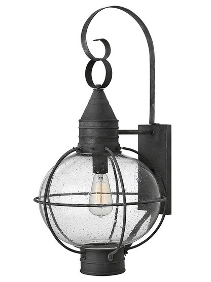 Cape Cod 1 Light Large Wall Mount Lantern in Aged Zinc