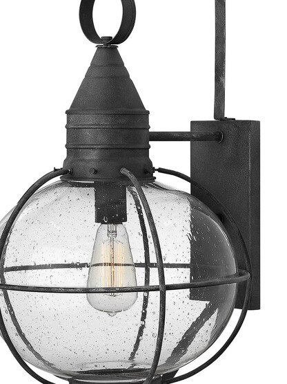 Cape Cod 1 Light Large Wall Mount Lantern in Aged Zinc