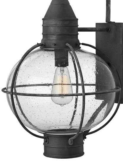 Cape Cod 1 Light Large Wall Mount Lantern in Aged Zinc