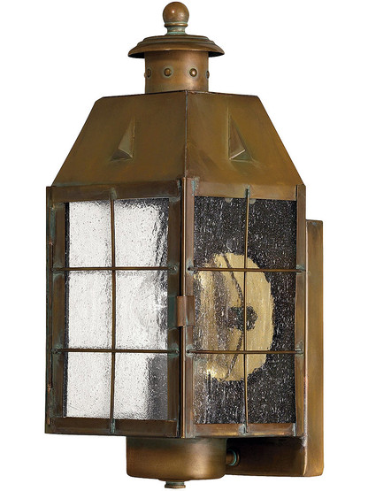 Aged Brass Nantucket Porch Light With Clear Seedy Glass.