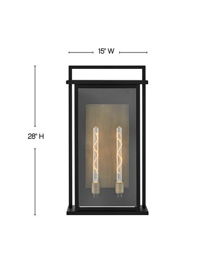 Langston 2 Light Extra Large Wall Mount Lantern in Black