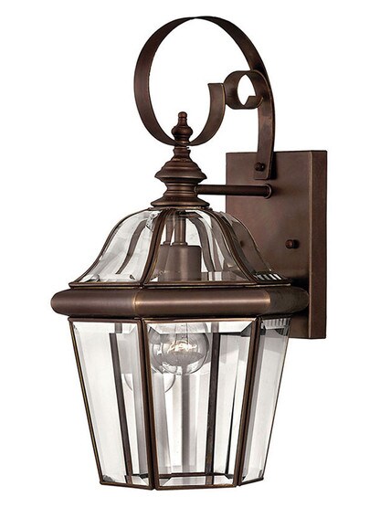 Augusta 1 Light Small Wall Mount Lantern in Copper Bronze