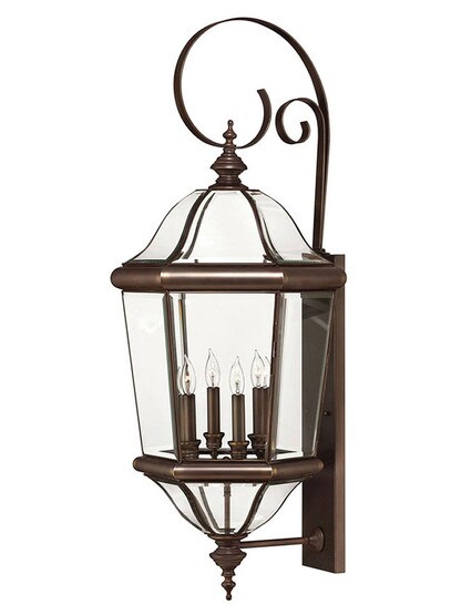 Augusta 4 Light Large Wall Mount Lantern in Copper Bronze