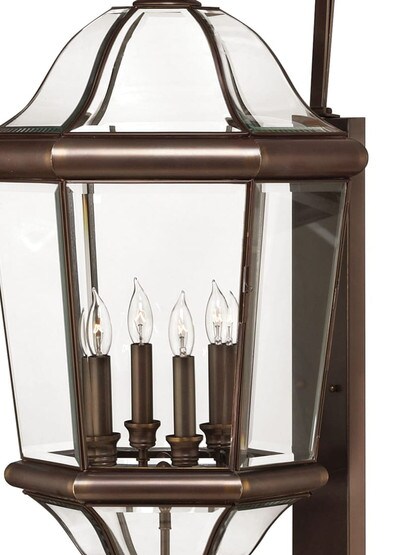 Augusta 4 Light Large Wall Mount Lantern in Copper Bronze