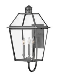 Nouvelle 3 Light Medium Wall Mount Lantern in Blackened Brass