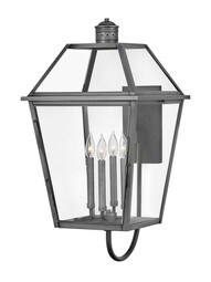 Nouvelle 4 Light Large Wall Mount Lantern in Blackened Brass