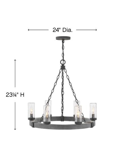 Alternate View of Sawyer 6-Light Outdoor Chandelier.
