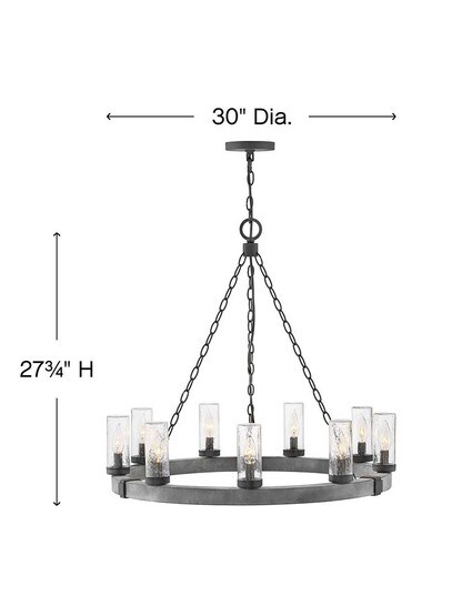 Alternate View of Sawyer 9-Light Outdoor Chandelier.