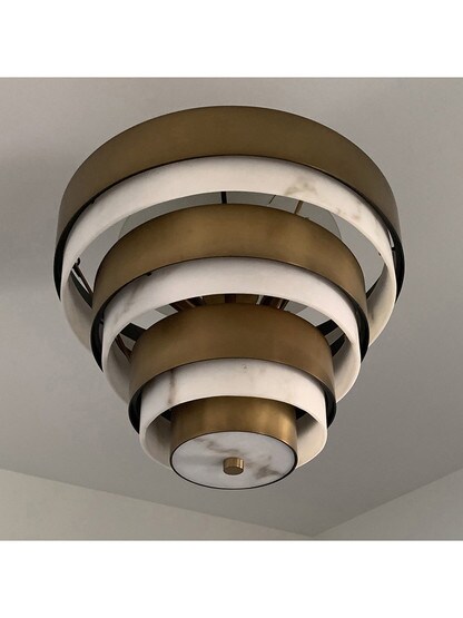 Echelon 3 Light Medium Semi-Flush Mount in Heritage Brass