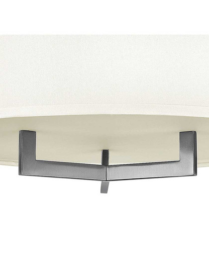 Alternate View of Hampton Small Close Ceiling Light With Linen Drum Shade.