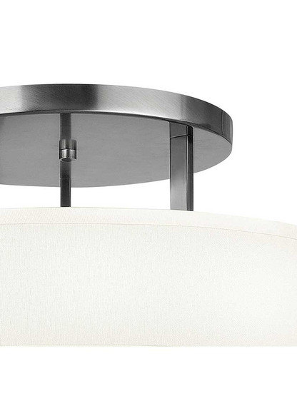 Alternate View of Hampton Large Close Ceiling Light With Linen Drum Shade.