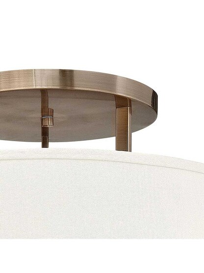 Alternate View 3 of Hampton Large Close Ceiling Light With Linen Drum Shade.