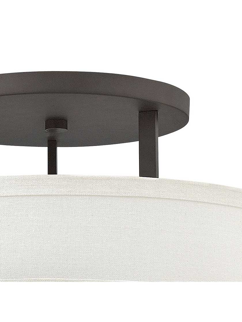 Alternate View 5 of Hampton Large Close Ceiling Light With Linen Drum Shade.