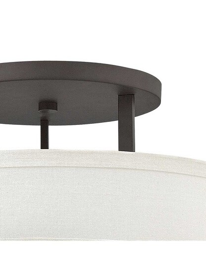 Alternate View 5 of Hampton Large Close Ceiling Light With Linen Drum Shade.