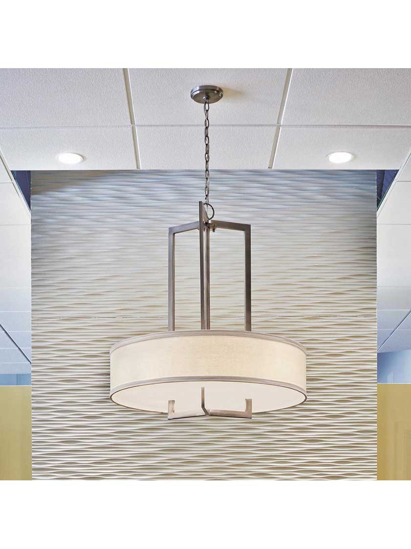 Alternate View 3 of Hampton Large Chandelier With Linen Drum Shade.