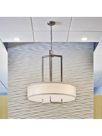 Alternate View 3 of Hampton Large Chandelier With Linen Drum Shade.
